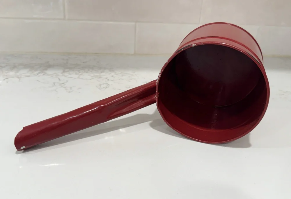 Vintage Primitive Red Enamelware Dipper Cups Lot of 3 - Farmhouse Nesting Set